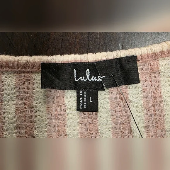 Lulus Constantly Trendy Blush Striped Crinkle Bodycon Midi Dress, Size Large - Picture 8 of 10